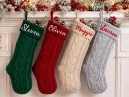 2026 Personalized Christmas Stockings, Embroidered Knit Stockings, Family Stockings With Name, Holiday Stockings, 2025 Gift
