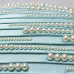 Light Aqua Satin Pillow Cover, Hand Embroidered Pearl Beaded Accent - Bmcc288 - thumbnail 4