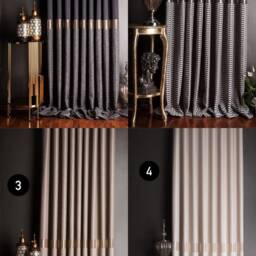 Luxury Brown & Gold Curtains Modern Drape For Living Room - thumbnail 3