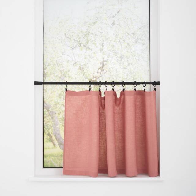 Linen Cafe Curtains Farmhouse Style Semi-Sheer Privacy Drapes - image 1