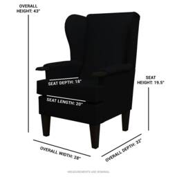 Handmade Red Faux Leather Wingback Chair Beech Wood Arms - thumbnail 4