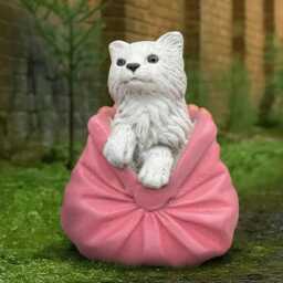 Concrete Cat in Bag Planter Stone Flower Pot Decor Cement Kitty Garden Figure Handmade Animal Ornament Cat Lover Gift Yard Plant - thumbnail 3