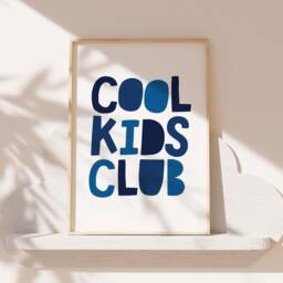 Cool Kids Club, Navy Blue, Boys Bedroom Decor, Wall Art, Nursery Print, Playroom Sign - thumbnail 1
