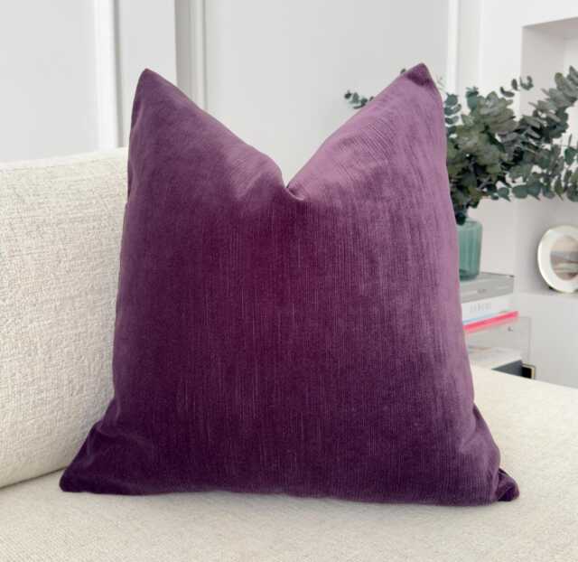 Cord Velvet Purple Cushion Cover Plum Accent Pillow - All Sizes - image 1
