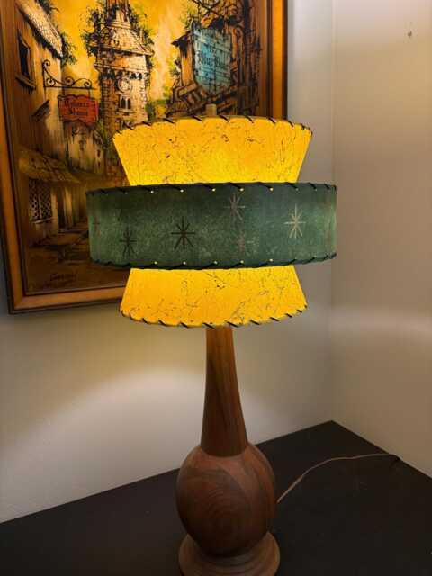 Mid Century Vintage Style Tapered 3 Tier Fiberglass Lamp Shade Atomic Alpine/Yellow - image 1