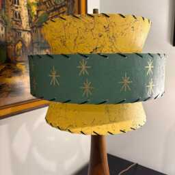Mid Century Vintage Style Tapered 3 Tier Fiberglass Lamp Shade Atomic Alpine/Yellow - thumbnail 3