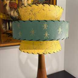 Mid Century Vintage Style Tapered 3 Tier Fiberglass Lamp Shade Atomic Alpine/Yellow - thumbnail 2