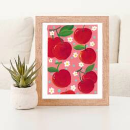 Cherry & Daisy Acrylic Painting Whimsical Kitchen Wall Art - thumbnail 3