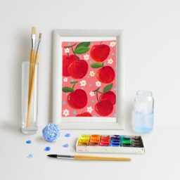 Cherry & Daisy Acrylic Painting Whimsical Kitchen Wall Art - thumbnail 2