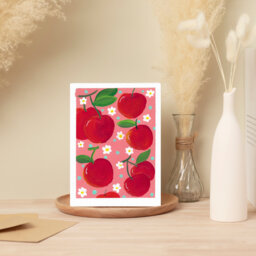 Cherry & Daisy Acrylic Painting Whimsical Kitchen Wall Art