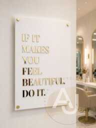 Wall Art Quote Acrylic Sign - If It Makes You Feel Beautiful - A3 White Matt & Gold - thumbnail 1