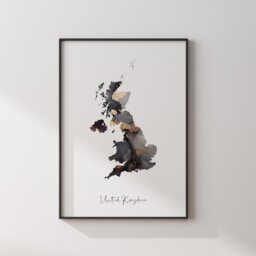Custom Country/City/state Map Black & Gold Wall Art Print - thumbnail 3