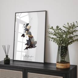 Custom Country/City/state Map Black & Gold Wall Art Print - thumbnail 1
