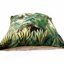 Henri Rousseau Jungle Cushion Cover - 50x50cm Velvet Pillow With Gold Piping, Tropical Throw Pillow, Art - thumbnail 3