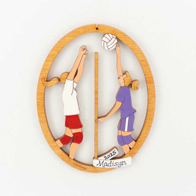 Personalized Volleyball Christmas Ornament With Custom Colors-Wood, Hand Painted, Laser Cut - image 1