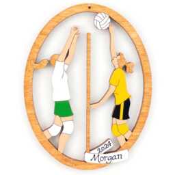 Personalized Volleyball Christmas Ornament With Custom Colors-Wood, Hand Painted, Laser Cut - thumbnail 2