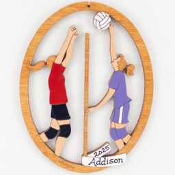 Personalized Volleyball Christmas Ornament With Custom Colors-Wood, Hand Painted, Laser Cut - thumbnail 3