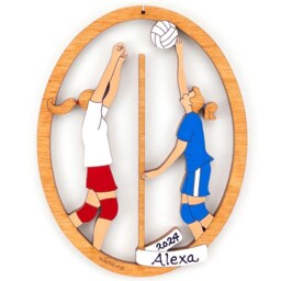 Personalized Volleyball Christmas Ornament With Custom Colors-Wood, Hand Painted, Laser Cut - thumbnail 4