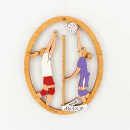 Personalized Volleyball Christmas Ornament With Custom Colors-Wood, Hand Painted, Laser Cut