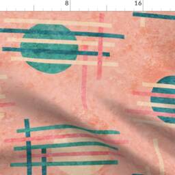 Midcentury Circles Curtain Panel - Abstract Celestial Geometric Moon Teal Coral Custom Rising & Setting By Wickedrefined - thumbnail 4