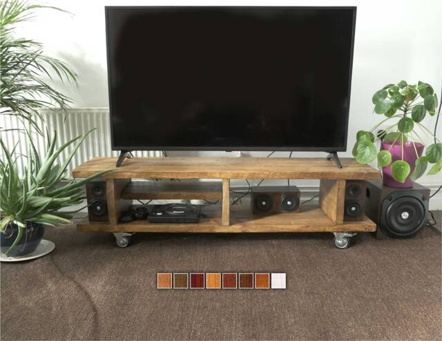 Tv Stand With Castor Wheels, Handmade Large Smart Console - image 1