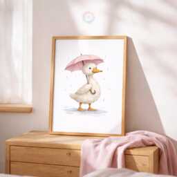Pink Duck Nursery Prints - Set Of 3 Girls Duckling Wall Art, Girl Animal Decor - thumbnail 3