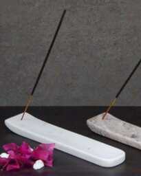 White Marble Incense Stick Holder Hand Cut Minimalist Decor - thumbnail 2