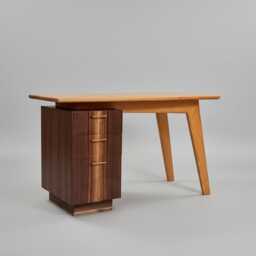 Handmade Cherry & Walnut Desk Mid-Century Modern Wood Desk With Dovetail Drawers - thumbnail 3