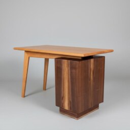 Mid-Century Modern Cherry Walnut Desk - Solid Wood, Dovetail Drawers, Executive Office Furniture - thumbnail 4