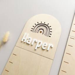 Rainbow Growth Chart For Kids, Personalized Chart, Height Ruler, Wooden Wall Decor, Nursery Decor Baby Girl - thumbnail 3