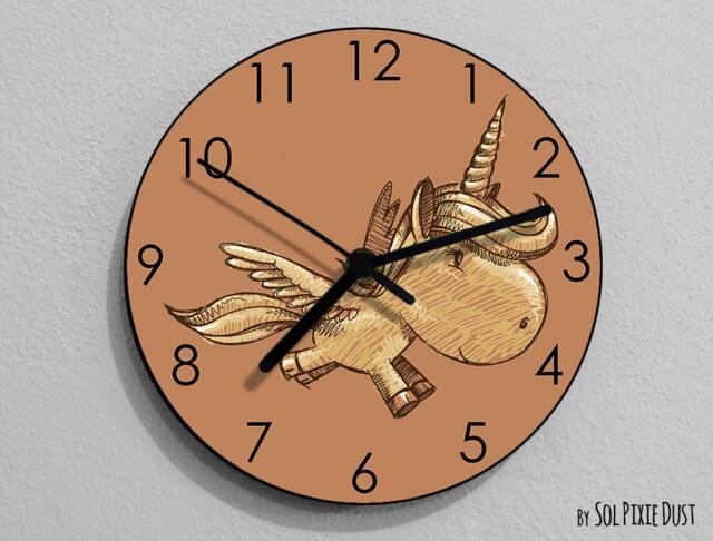 Unicorn Hand Draw Wall Clock - Kids Nursery Room, Teens Baby Room - image 1