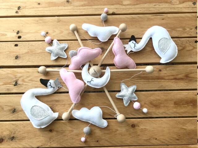 Mobile Baby, Swan, Cradle Girl, Princess, Toy Awakening, Baby Room Decoration - image 1