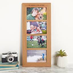 Solid Oak Personalised Four Aperture Multi Photo Frame - thumbnail 1