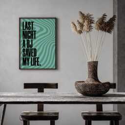Last Night A Dj Saved My Life Poster, Retro Music Lyrics Print - thumbnail 3