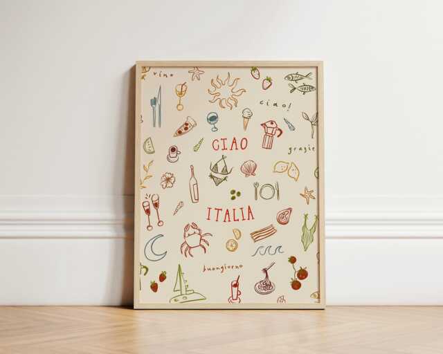 Ciao Italia Print, Print Wall Art, Seaside Kitchen Prints, Art Home Decor, Italian Unframed - image 1