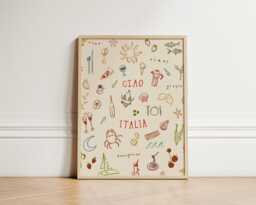 Ciao Italia Print, Print Wall Art, Seaside Kitchen Prints, Art Home Decor, Italian Unframed - thumbnail 1