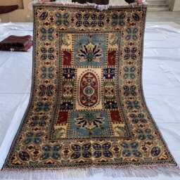 Handwoven Afghan Wool Rug 5.1x3 Ft Vintage Beljik Naksha Tribal Carpet - thumbnail 3