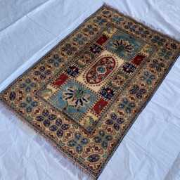 Handwoven Afghan Wool Rug 5.1x3 Ft Vintage Beljik Naksha Tribal Carpet - thumbnail 4