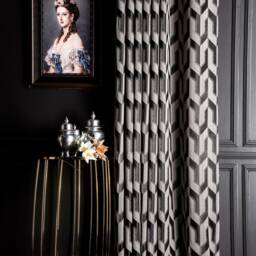 striped Patterned Curtains Modern Black Gray Bedroom Drape - thumbnail 3