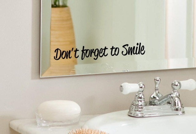 Don't Forget To Smile - Positive, Inspirational Bathroom, Mirror, Wall Vinyl Decal Sticker, Home Decor. Great Gift Idea - image 1