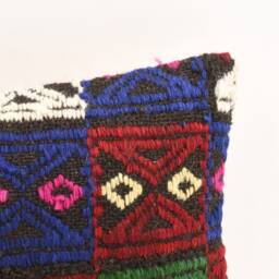 Turkish Kilim Pillow 12x20 Handmade Wool Bohemian Cushion Cover - thumbnail 2