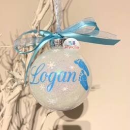Personalised Baby Feet Bauble First Christmas 2023 Name & Year Ornament Decoration