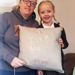 Mummy Pillow - Childrens Drawing Gift Mothers Day & Me Personalised Rose Gold Cushion - thumbnail 3