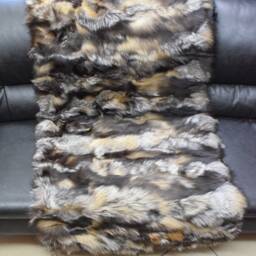 Real Fox Fur Blanket Throw Silver Gold Black Color, Home Warmer - thumbnail 4