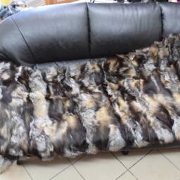 Real Fox Fur Blanket Throw Silver Gold Black Color, Home Warmer - thumbnail 3