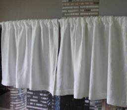 White Linen Cafe Curtain Softened Window Valance - thumbnail 1