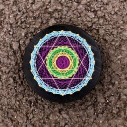 Uv Psychedelic Tiny Hexagram Mandala String Art, 10.5cm/4 Inches, Handmade Wall Art, 3D, Black Light, Home Decor, Wall Hanging, Yoga, Thread&nails - thumbnail 2
