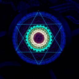Uv Psychedelic Tiny Hexagram Mandala String Art, 10.5cm/4 Inches, Handmade Wall Art, 3D, Black Light, Home Decor, Wall Hanging, Yoga, Thread&nails - thumbnail 3