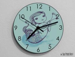 Mermaid Wall Clock 1 - Sea Life Kids Nursery Room, Teens Baby Room