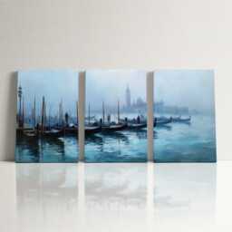 Venice Gondola Canal 3 Panel Split Canvas Wall Art Piazza San Marco Oil Painting Framed Home Decor European Italy Travel Gift - thumbnail 3